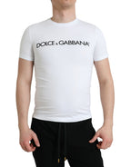 T-shirt girocollo in cotone con stampa logo bianca