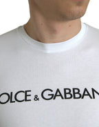 T-shirt girocollo in cotone con stampa logo bianca