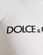 T-shirt girocollo in cotone con stampa logo bianca