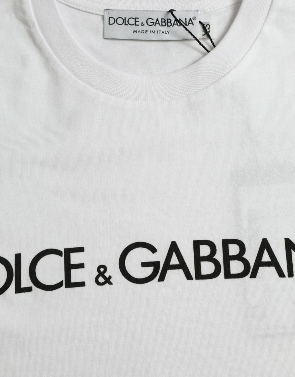 T-shirt girocollo in cotone con stampa logo bianca