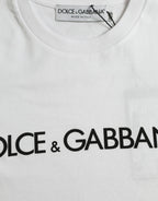 T-shirt girocollo in cotone con stampa logo bianca