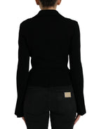 Schwarzer Viskose-Blazer mit Knopfleiste