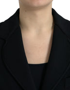 Schwarzer Viskose-Blazer mit Knopfleiste
