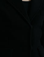 Schwarzer Viskose-Blazer mit Knopfleiste