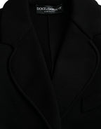 Schwarzer Viskose-Blazer mit Knopfleiste