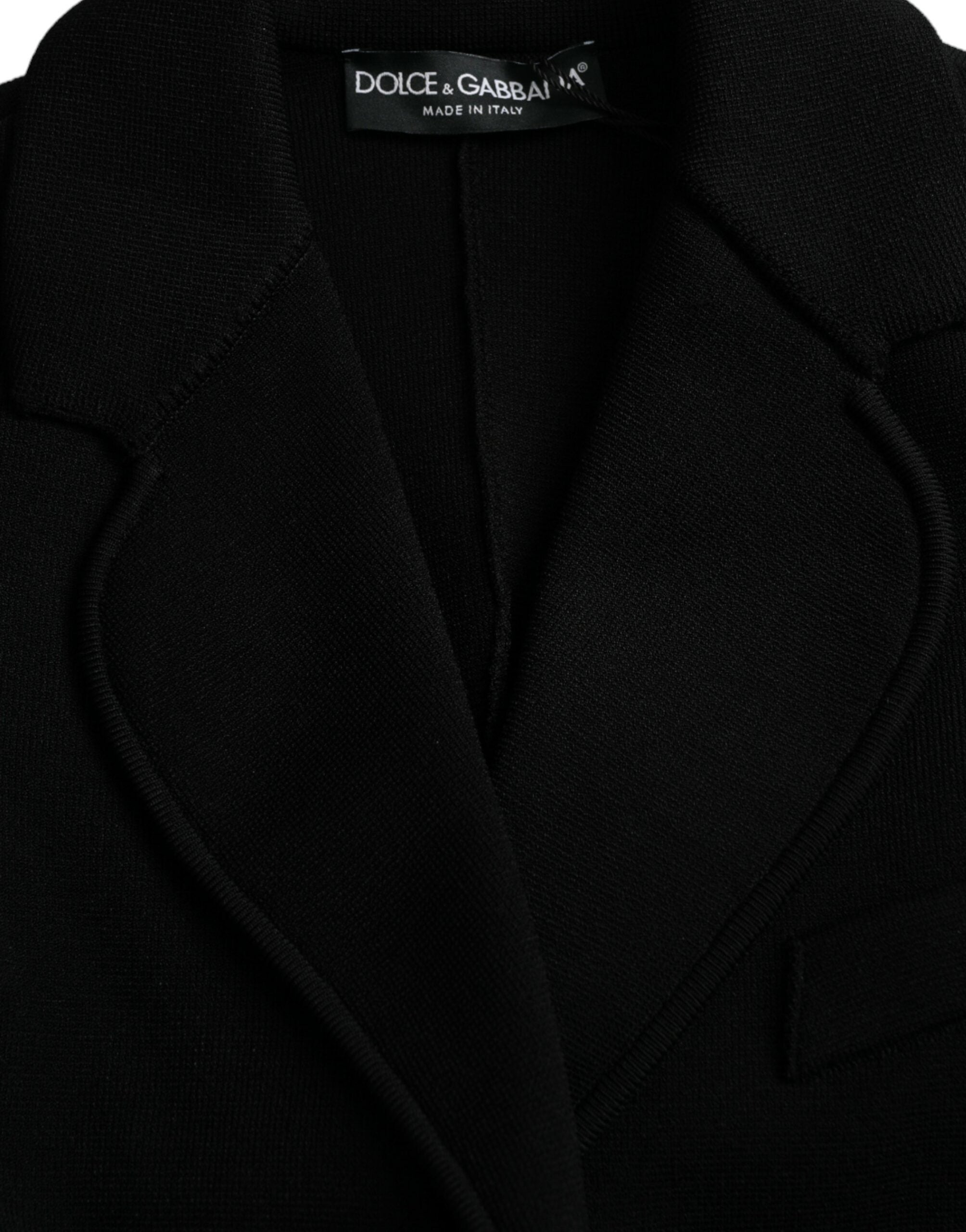 Schwarzer Viskose-Blazer mit Knopfleiste