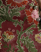 Maroon Floral Jacquard A-line Mini Skirt