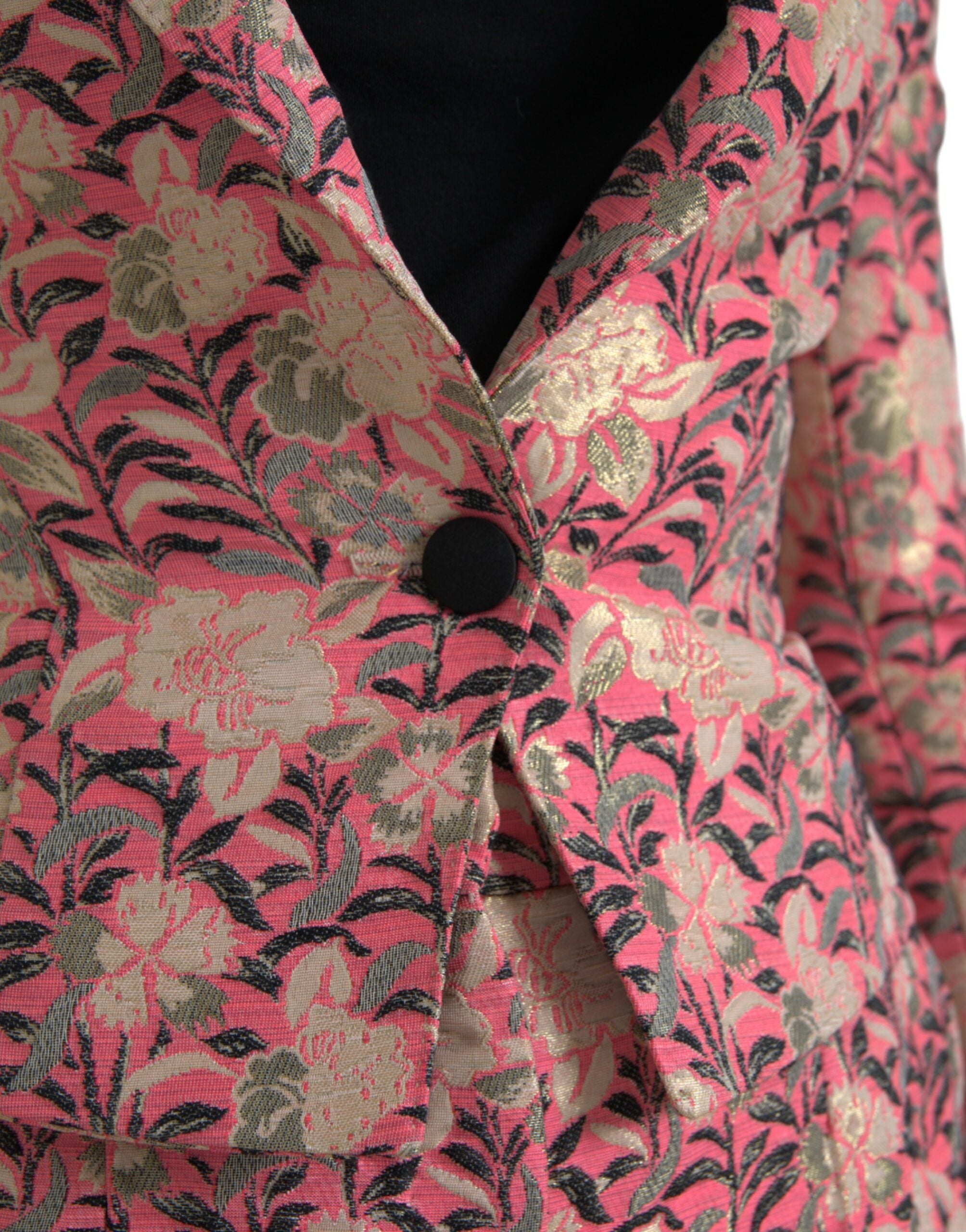 Rosa florale Jacquard-Anzug slim fit, 2-teilig
