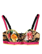 Mehrfarbiges trägerloses Bustier Crop Top mit Blumenmuster