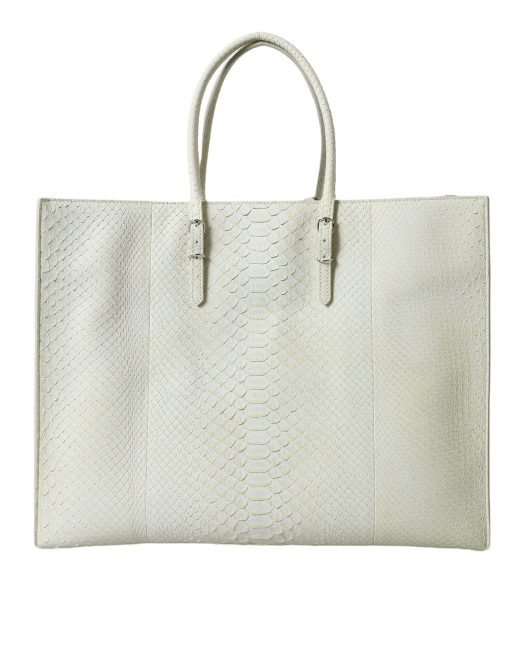 Weiße gelbe exotische Leder Shopping Tote PAPIER Tasche