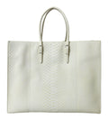 Weiße gelbe exotische Leder Shopping Tote PAPIER Tasche