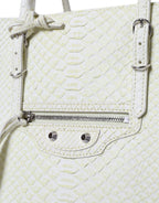 Weiße gelbe exotische Leder Shopping Tote PAPIER Tasche