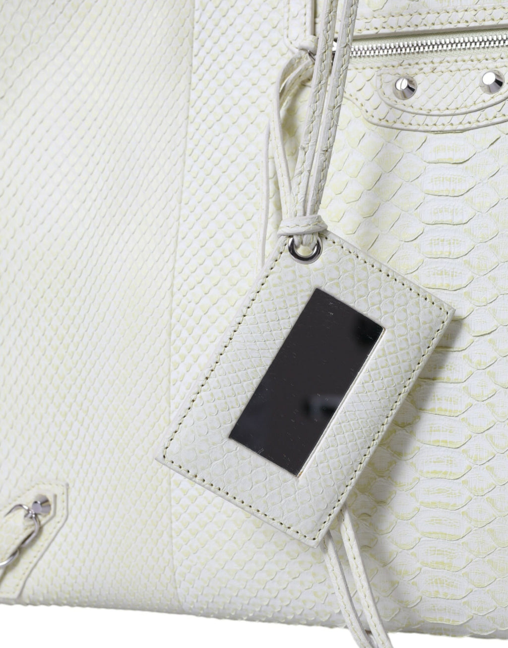 Weiße gelbe exotische Leder Shopping Tote PAPIER Tasche