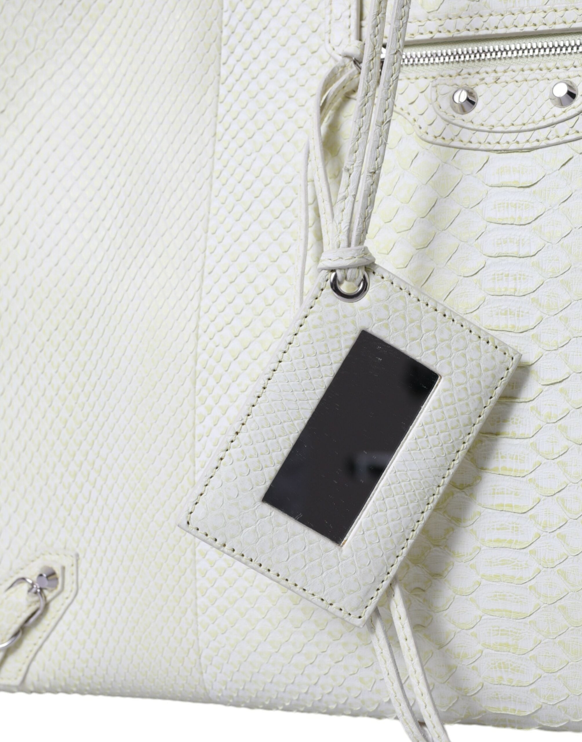 Weiße gelbe exotische Leder Shopping Tote PAPIER Tasche