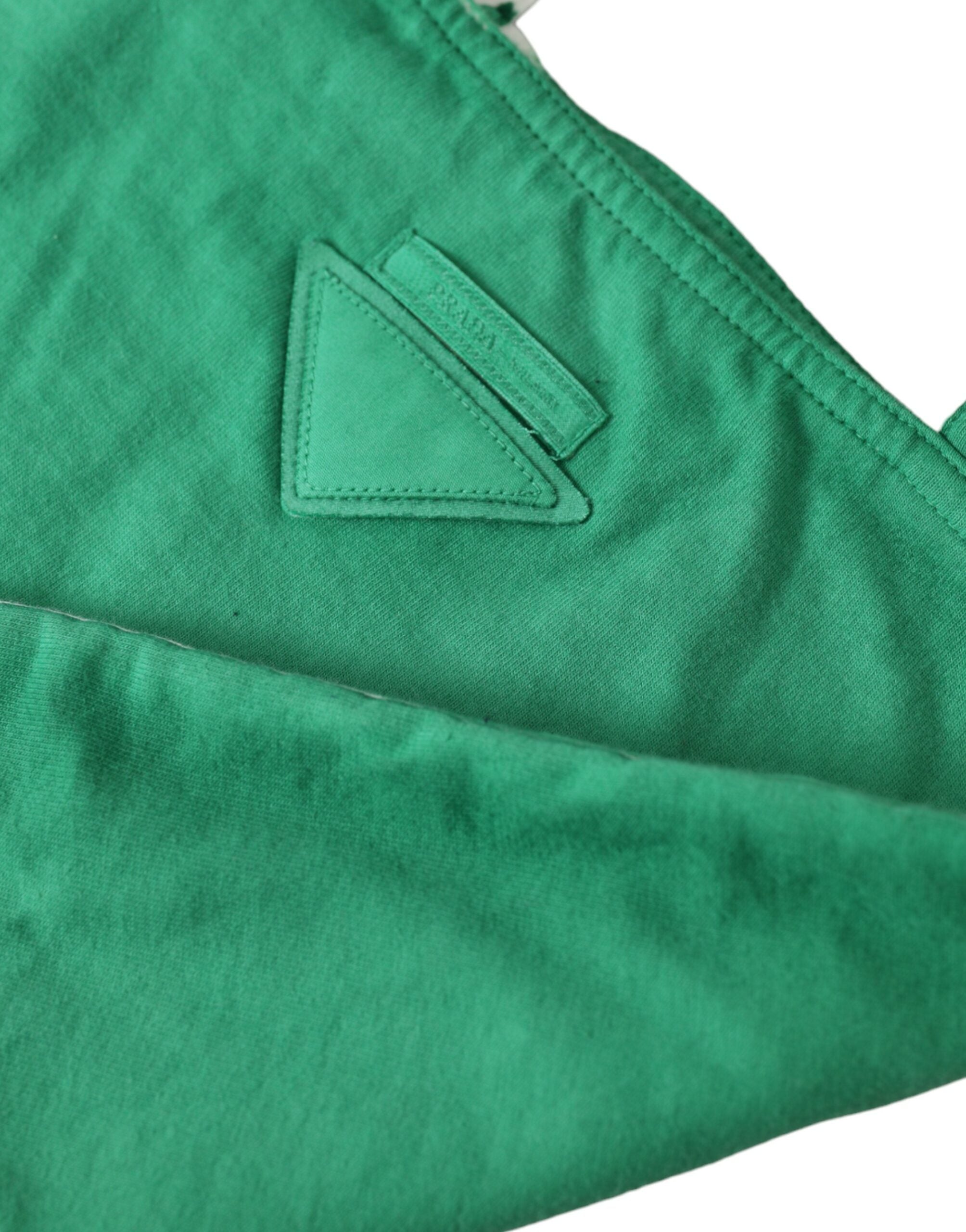 Green Jersey Fabric Logo Shoulder Shopping Tote Shopping Bag