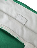 Green Jersey Fabric Logo Shoulder Shopping Tote Shopping Bag