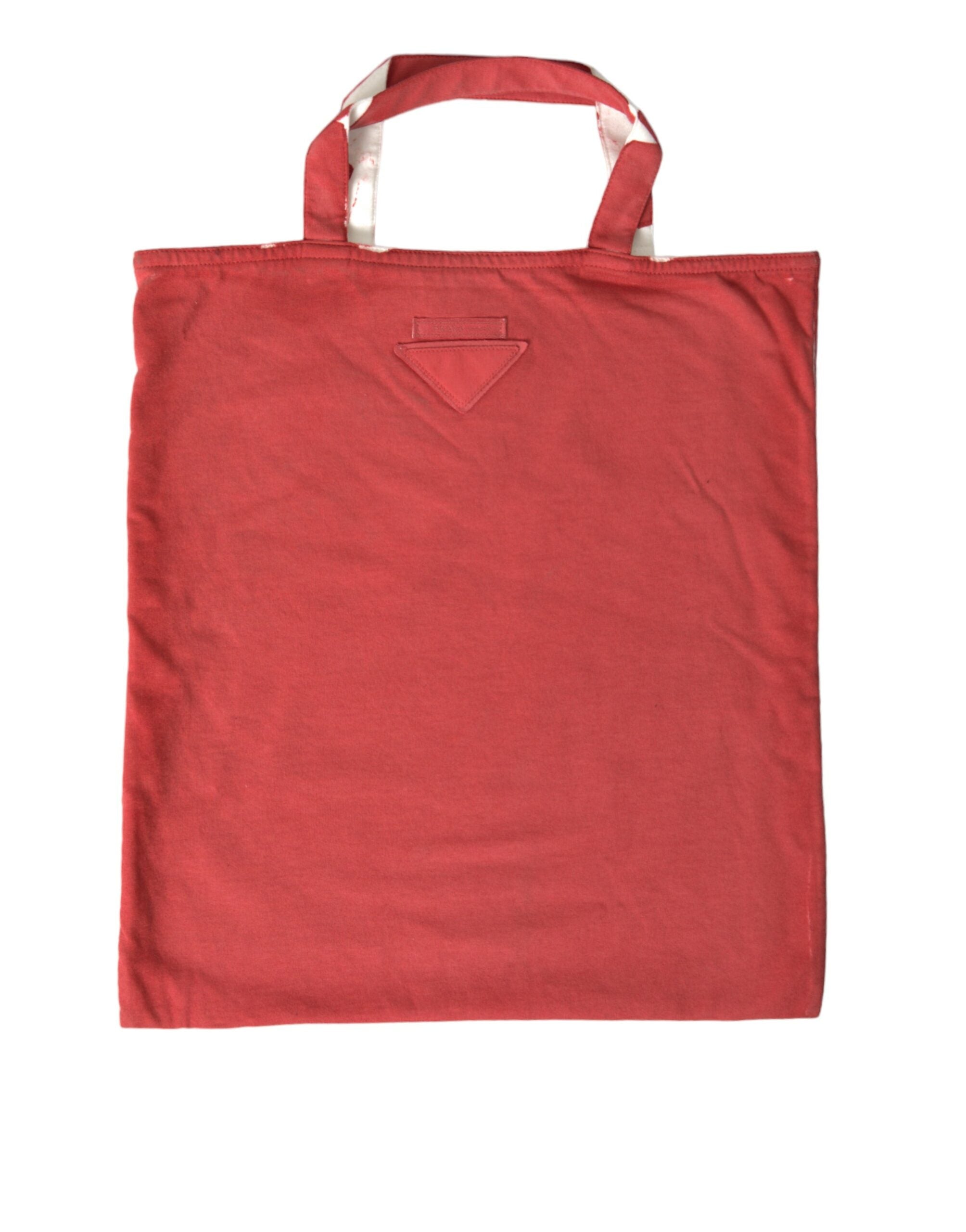 Borsa shopping con logo in tessuto rosso e tracolla