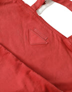 Einkaufstasche aus rotem Jersey-Stoff mit Logo-Schulterriemen