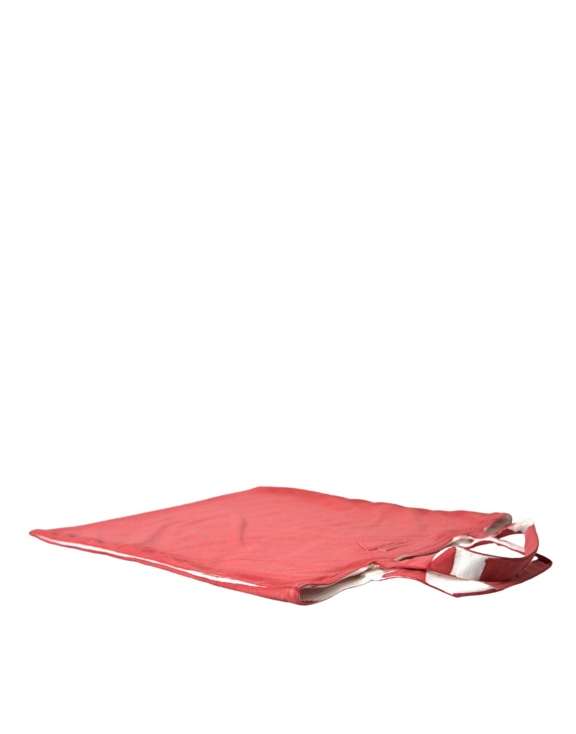 Borsa shopping con logo in tessuto rosso e tracolla