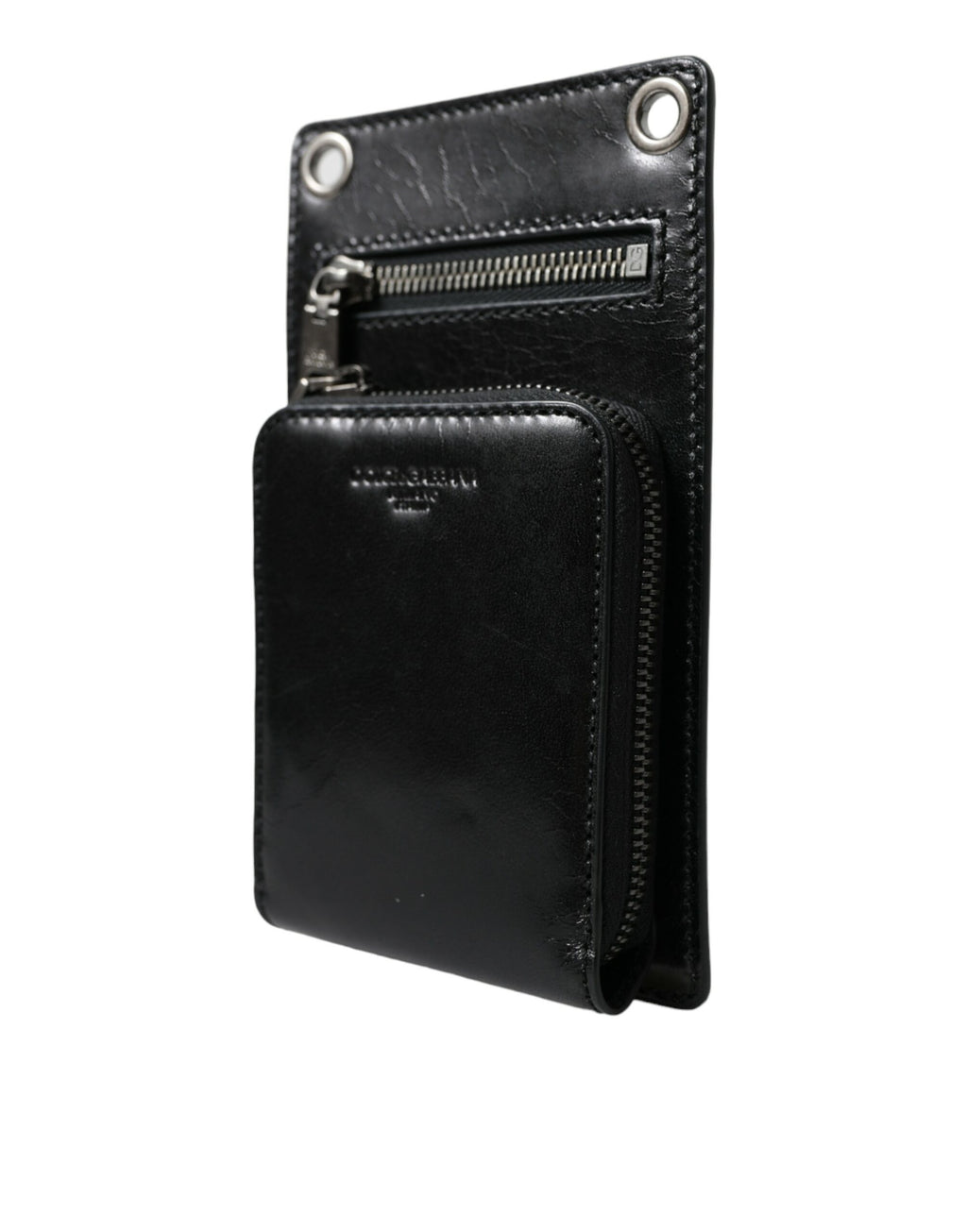 Geldbörse Black Horse Leder Reißverschluss Logo Cross Body Handyfach