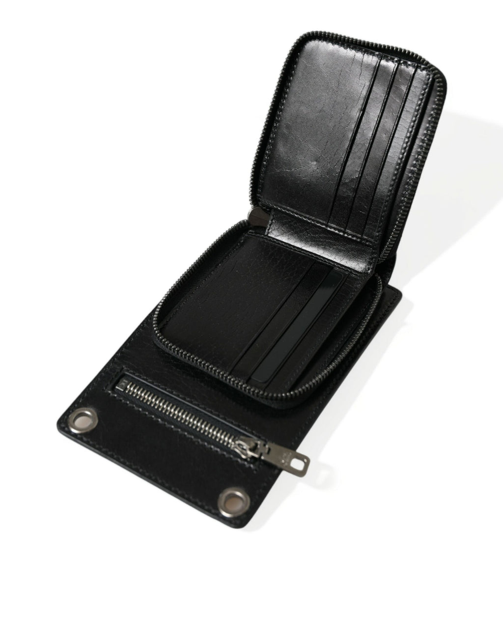 Geldbörse Black Horse Leder Reißverschluss Logo Cross Body Handyfach