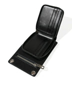 Geldbörse Black Horse Leder Reißverschluss Logo Cross Body Handyfach