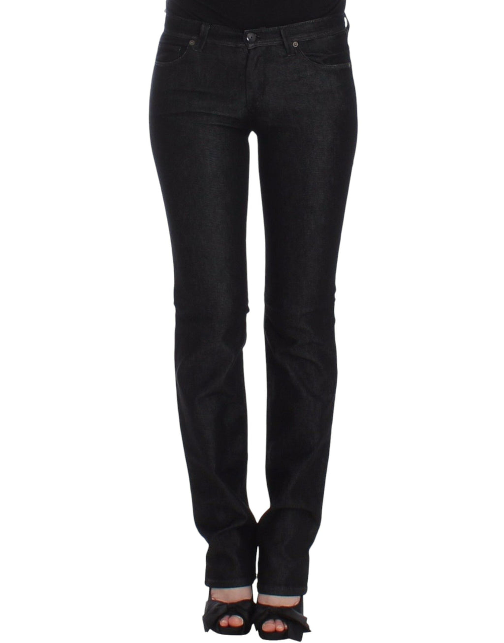 Schwarze Slim Jeans Denim Hose Röhrenjeans Stretch