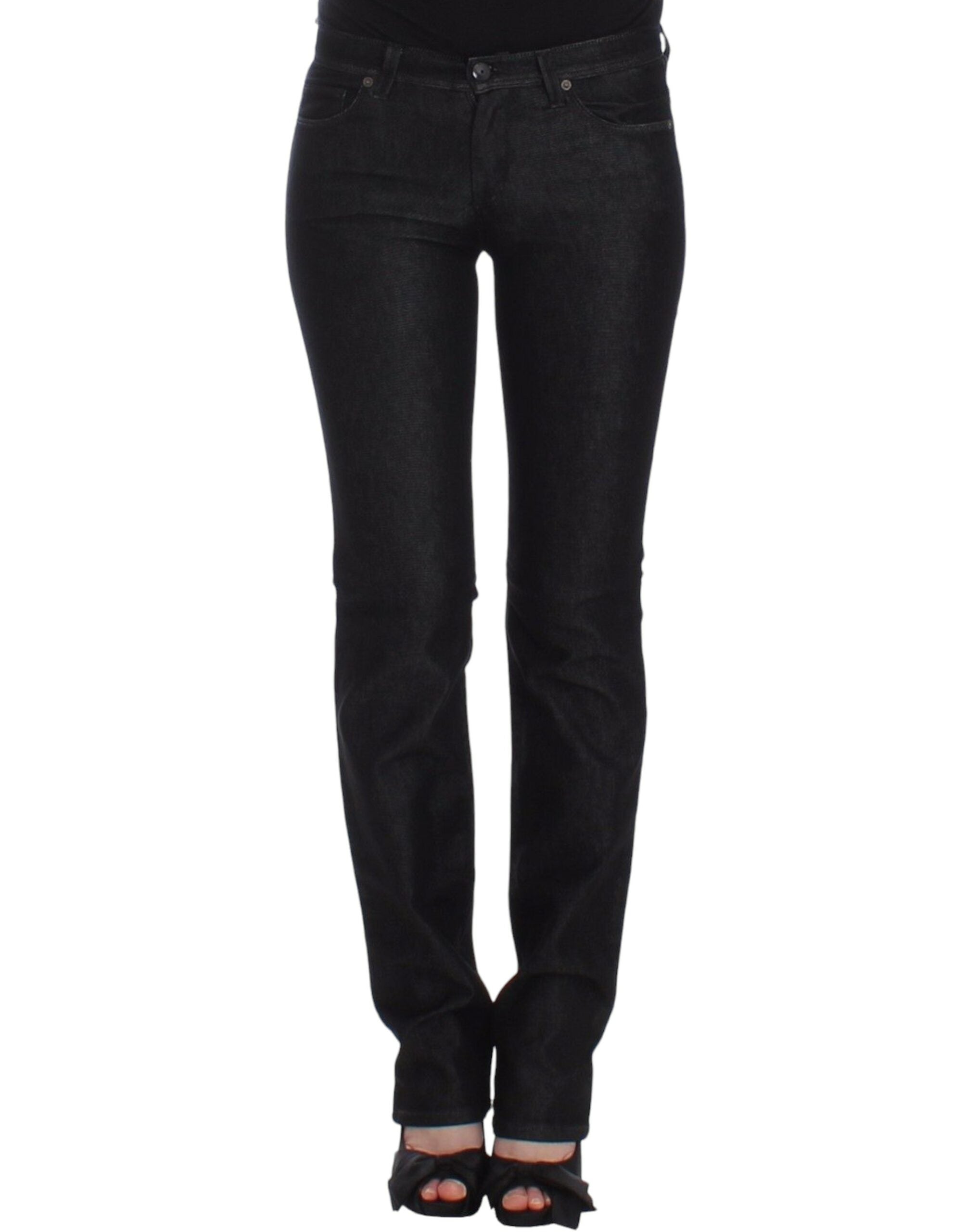 Schwarze Slim Jeans Denim Hose Röhrenjeans Stretch