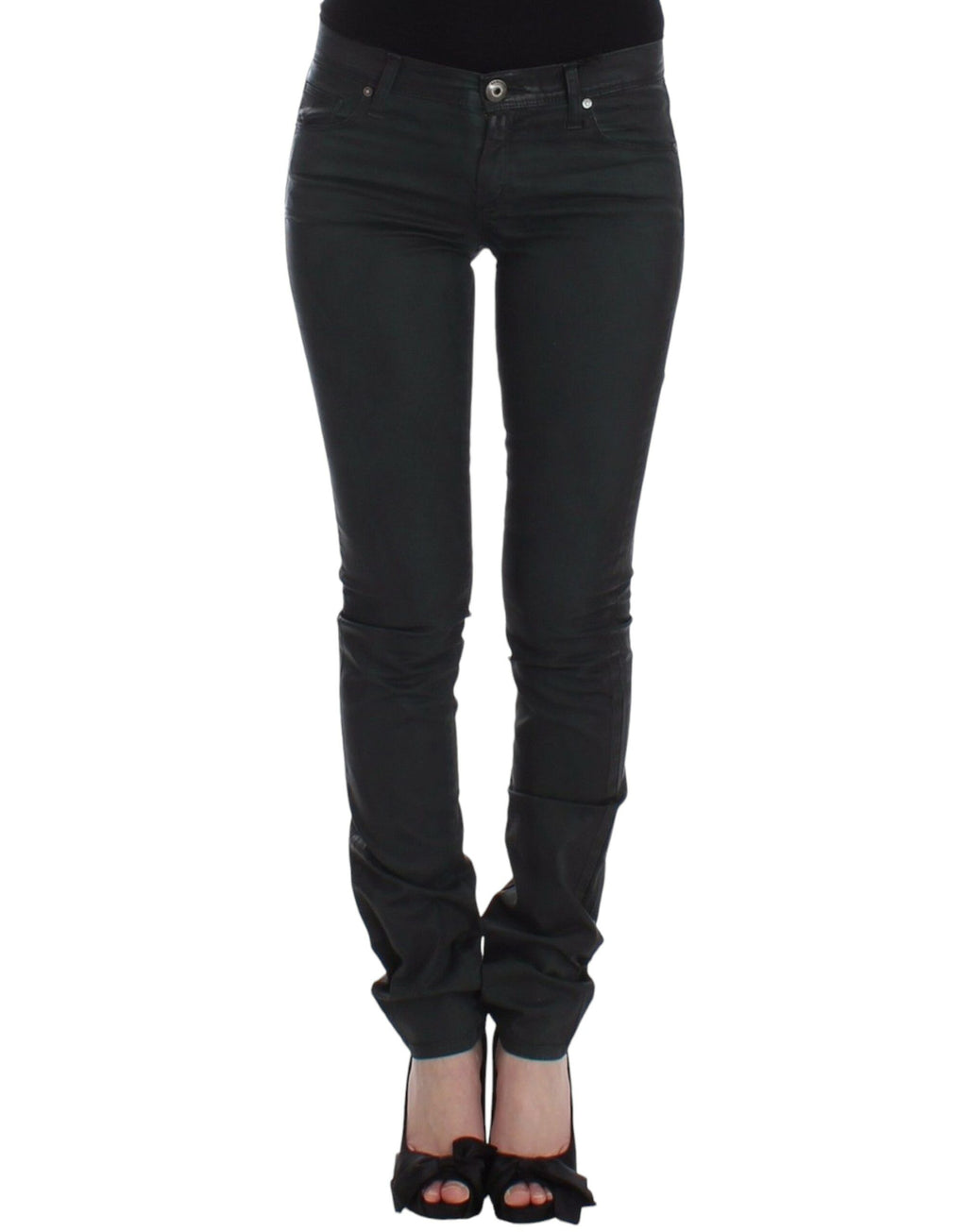 Grüne Slim Jeans Denim Hose Straight Leg Stretch