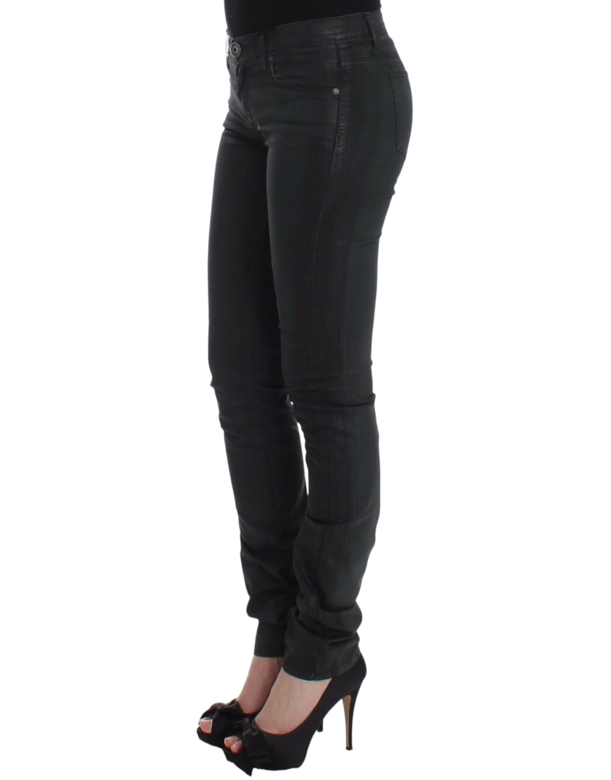Grüne Slim Jeans Denim Hose Straight Leg Stretch