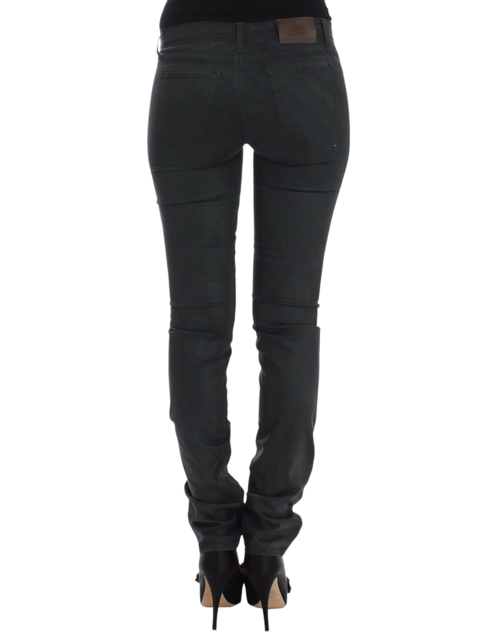 Grüne Slim Jeans Denim Hose Straight Leg Stretch