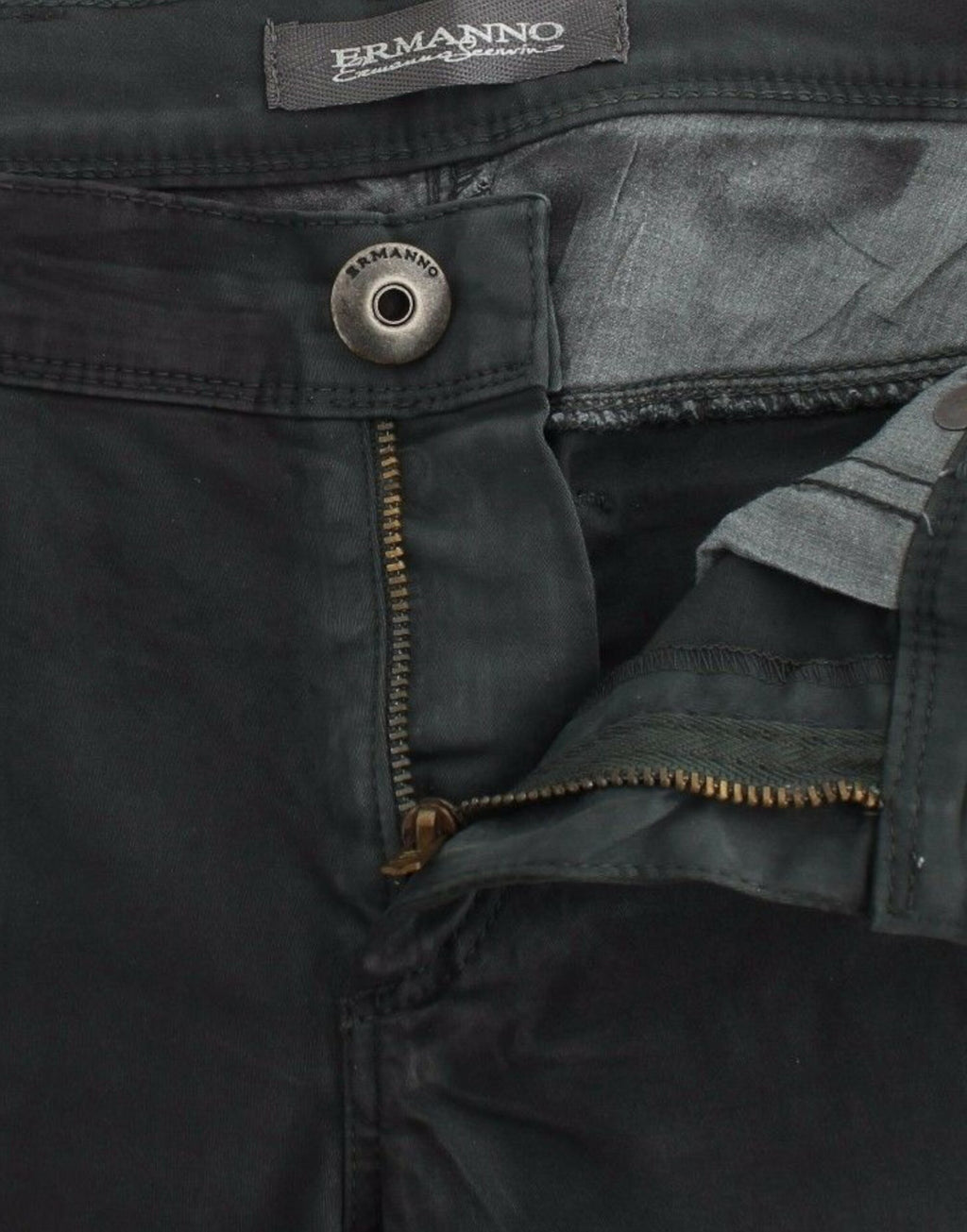 Grüne Slim Jeans Denim Hose Straight Leg Stretch