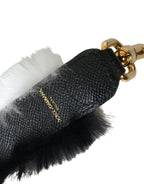 Black White Lapin Fur Accessory Shoulder Strap