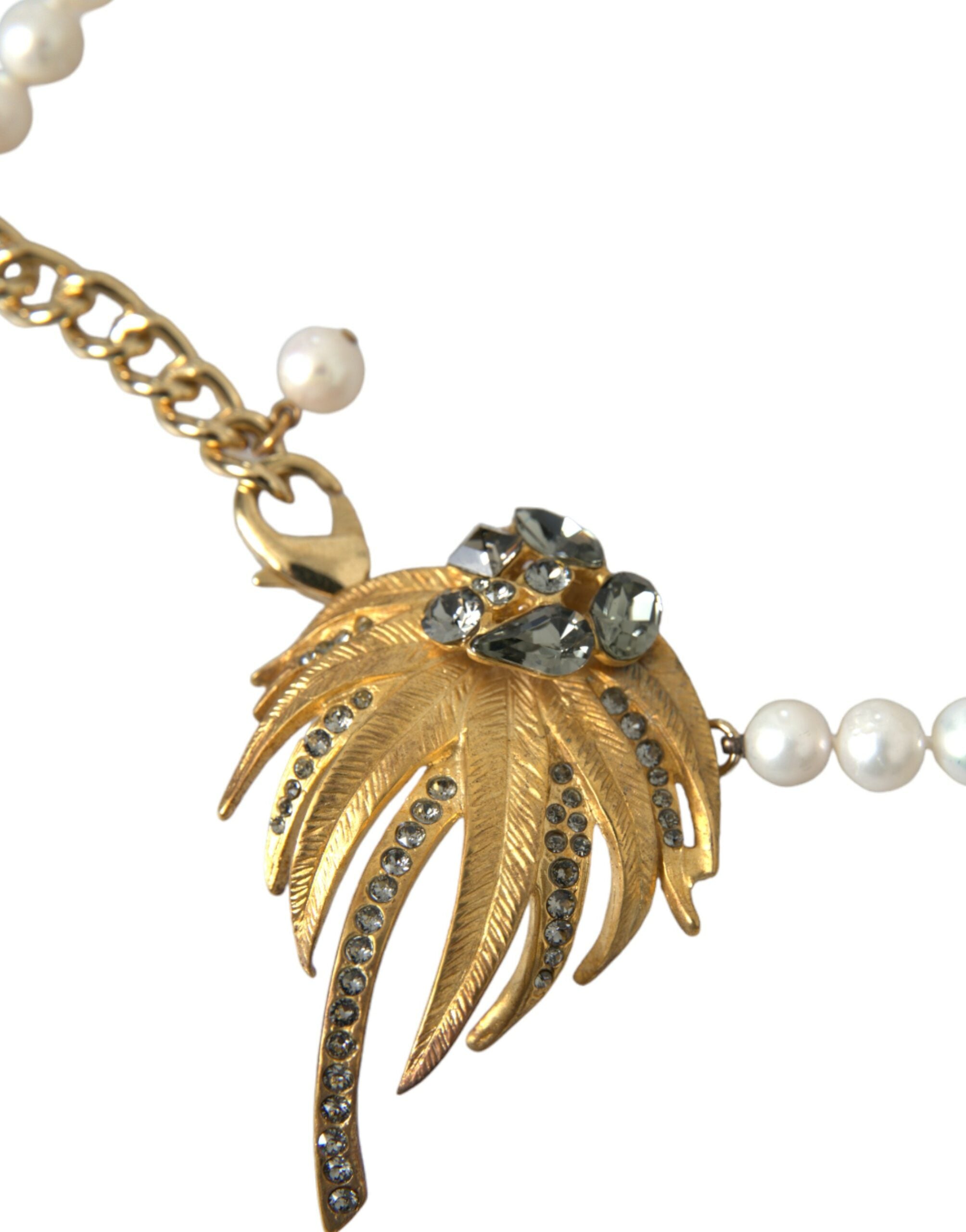 Collana con ciondolo albero in ottone dorato con perle di cristallo