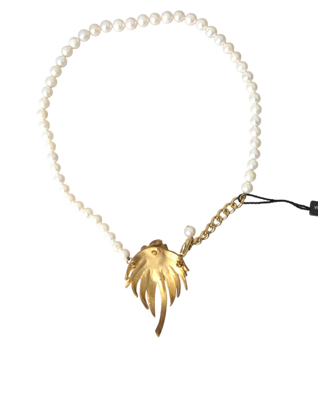 Collana con ciondolo albero in ottone dorato con perle di cristallo