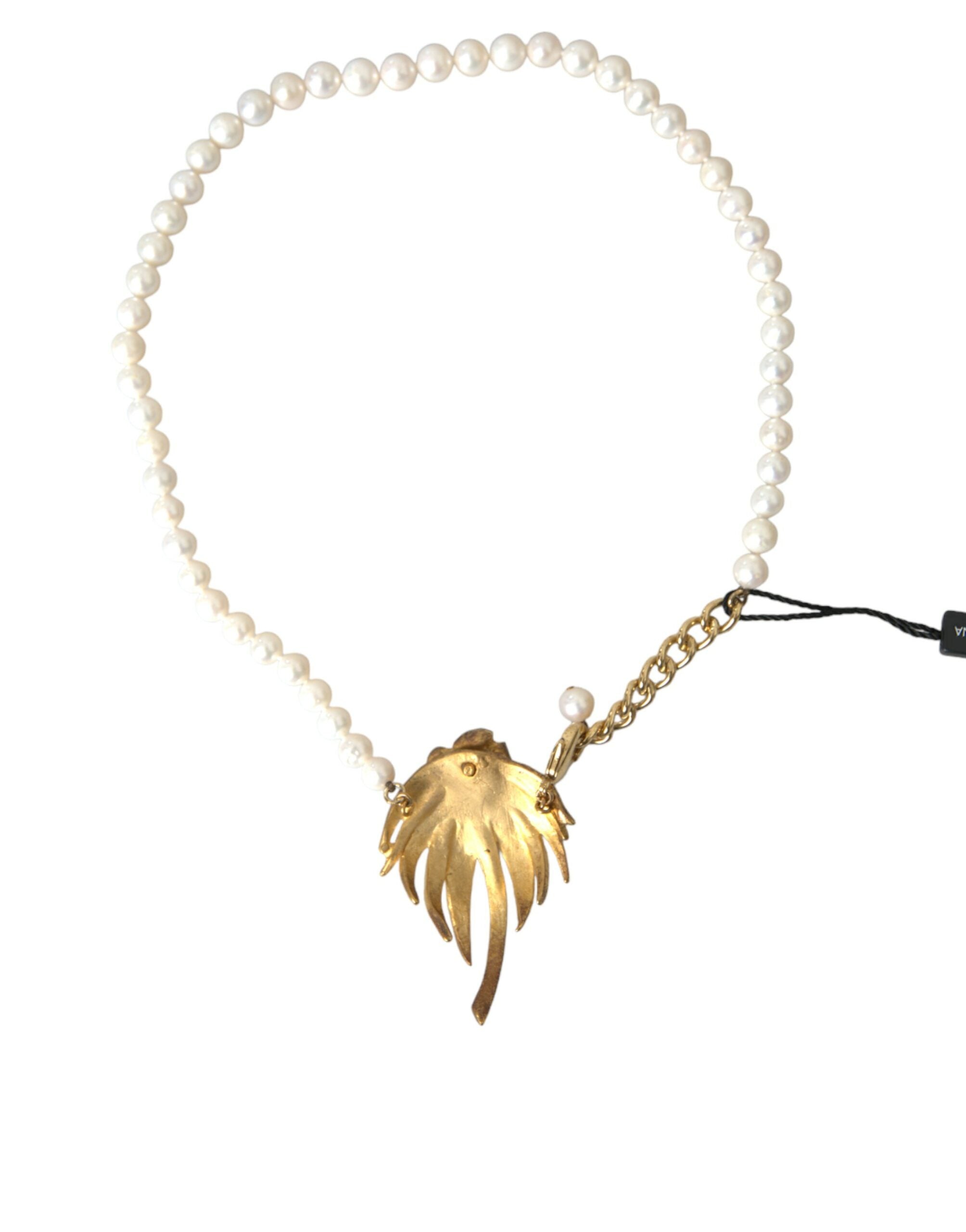 Collana con ciondolo albero in ottone dorato con perle di cristallo