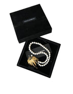 Collana con ciondolo albero in ottone dorato con perle di cristallo