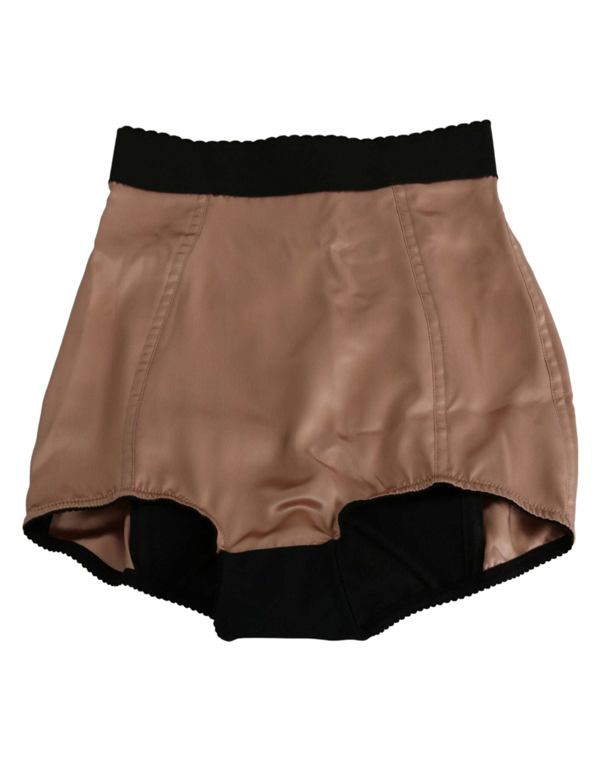 Beige Seiden-High-Waist-Mini-Hot-Pants-Shorts