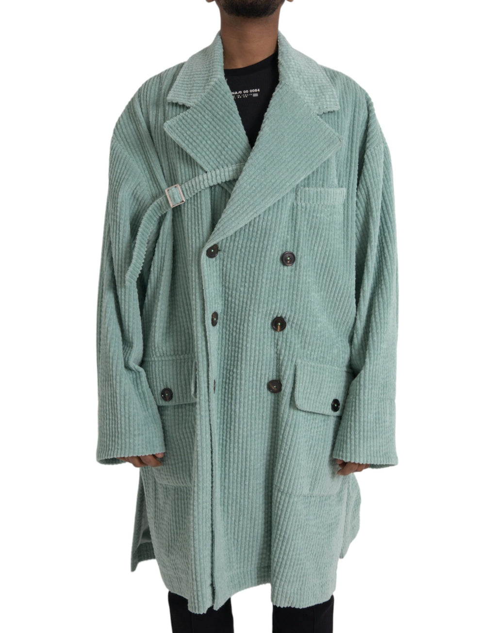 Blaue zweireihige Kordjacke aus Baumwolle