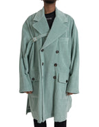 Blaue zweireihige Kordjacke aus Baumwolle