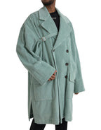 Blaue zweireihige Kordjacke aus Baumwolle