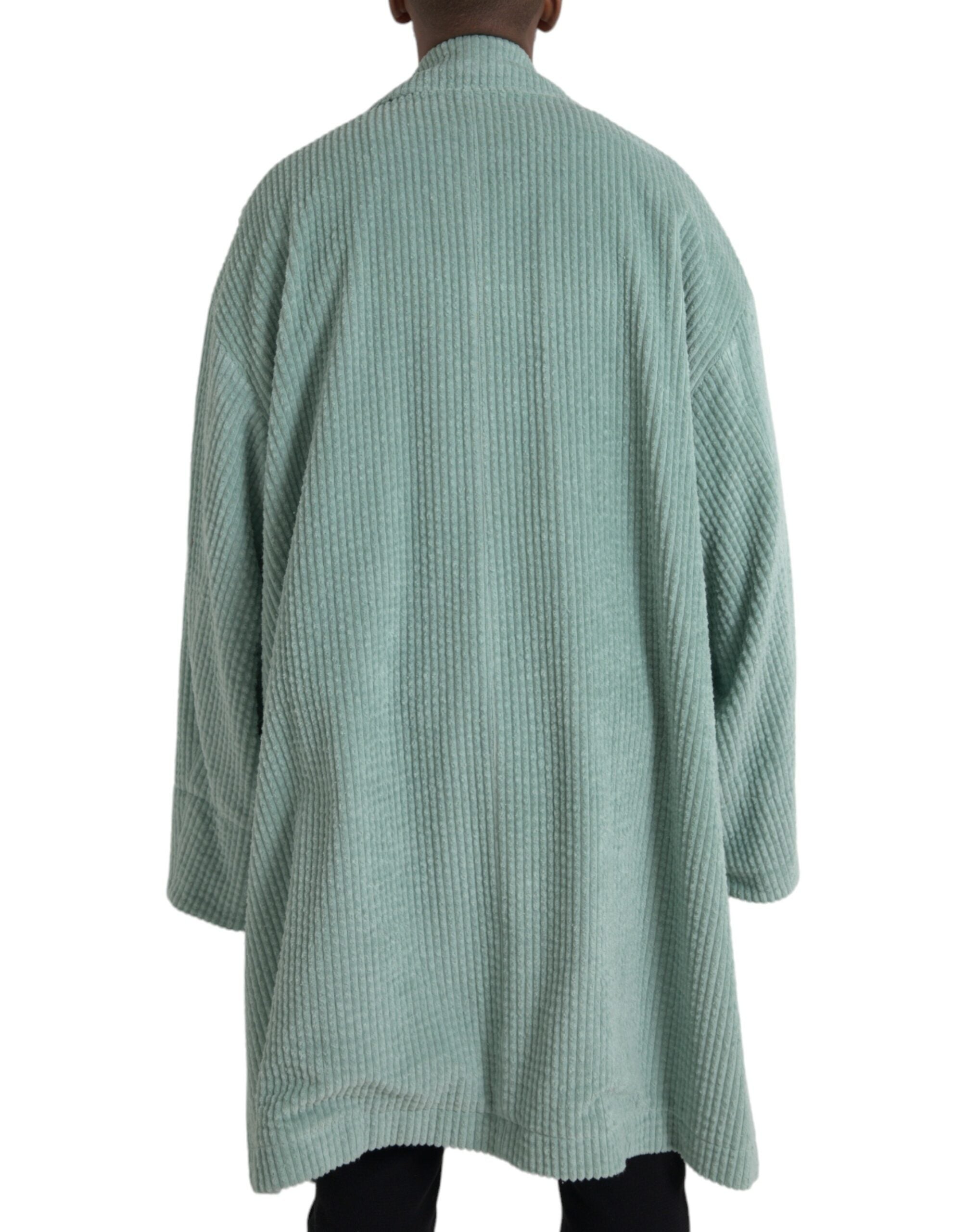 Blaue zweireihige Kordjacke aus Baumwolle