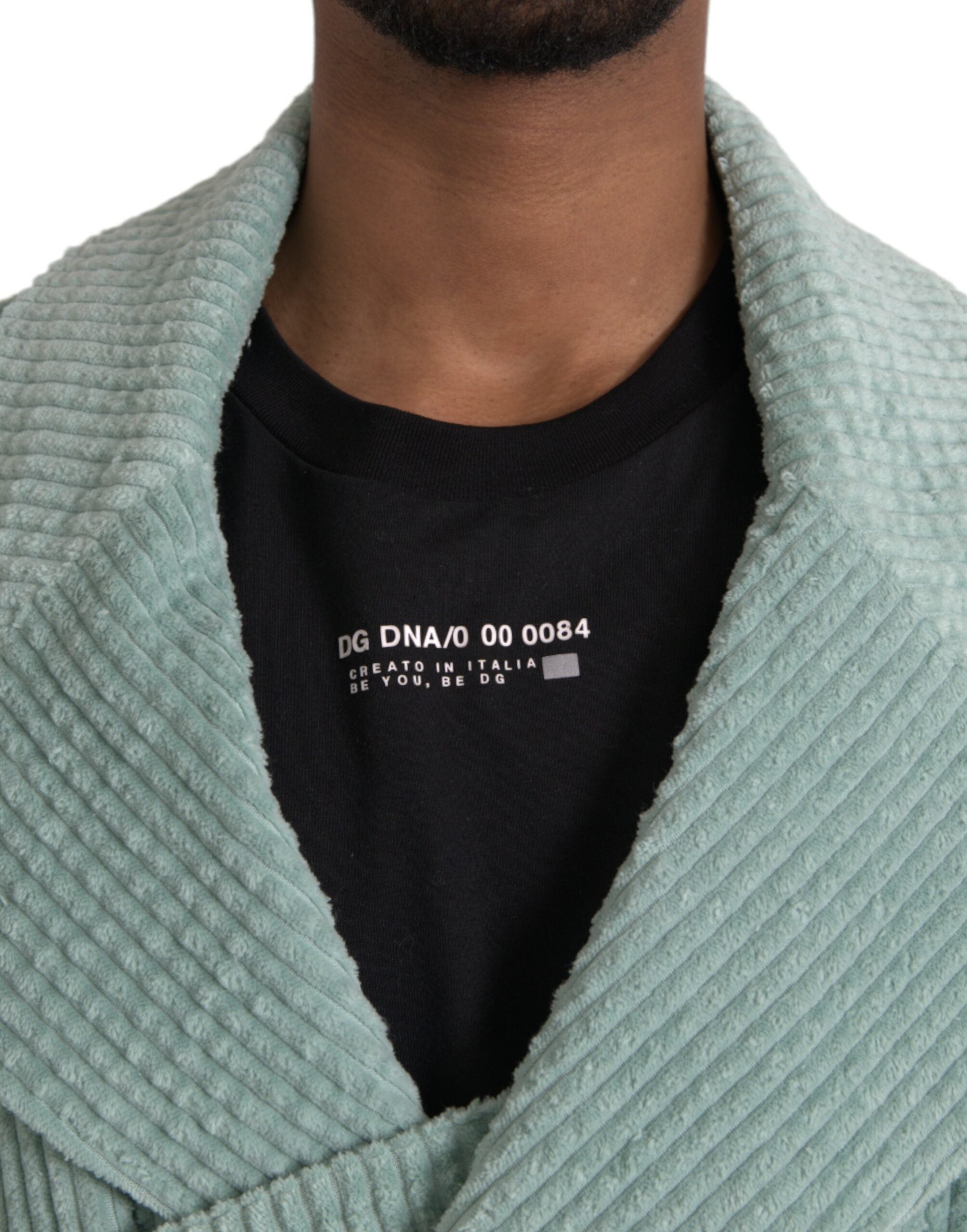 Blaue zweireihige Kordjacke aus Baumwolle