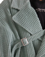 Blaue zweireihige Kordjacke aus Baumwolle