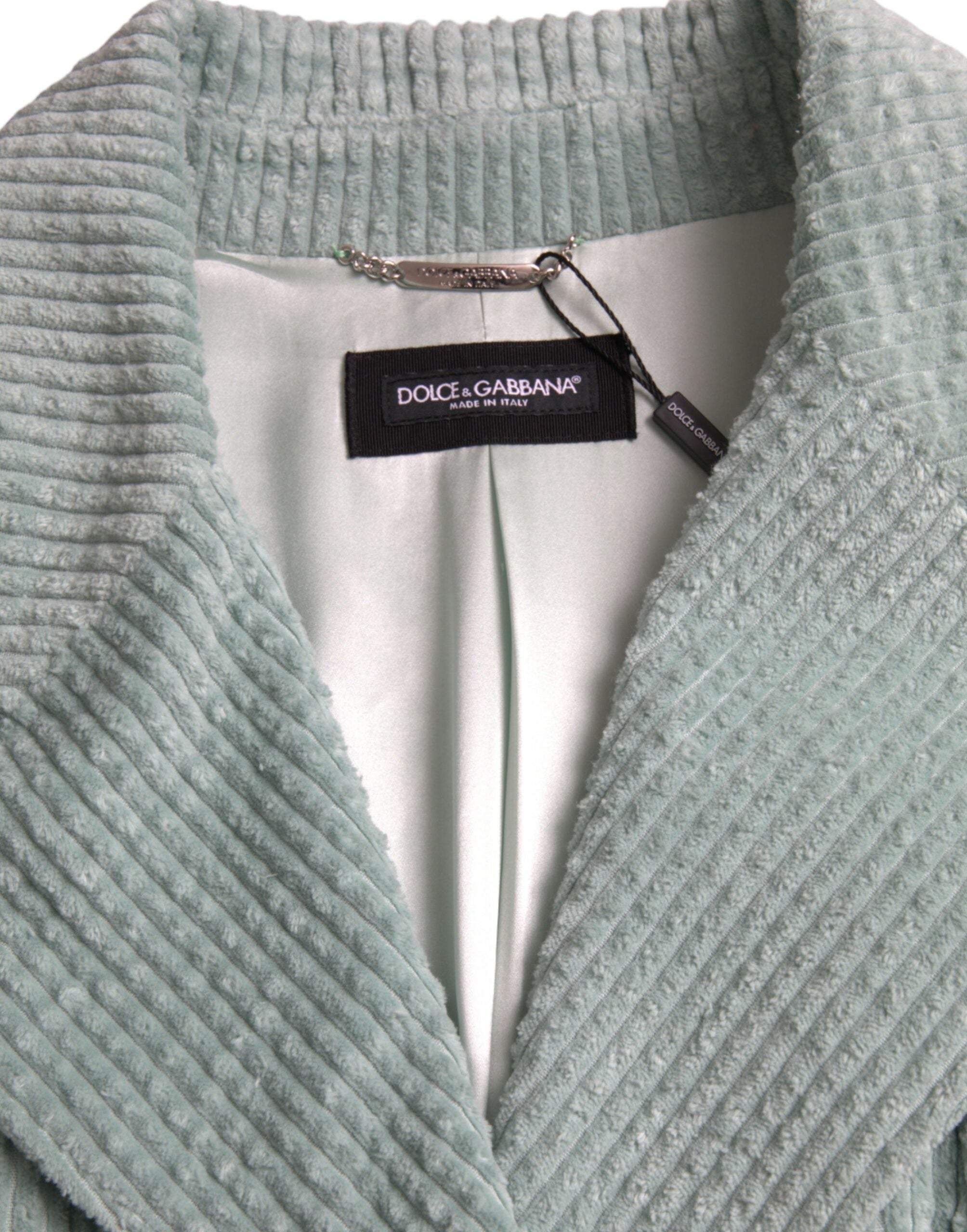 Blaue zweireihige Kordjacke aus Baumwolle