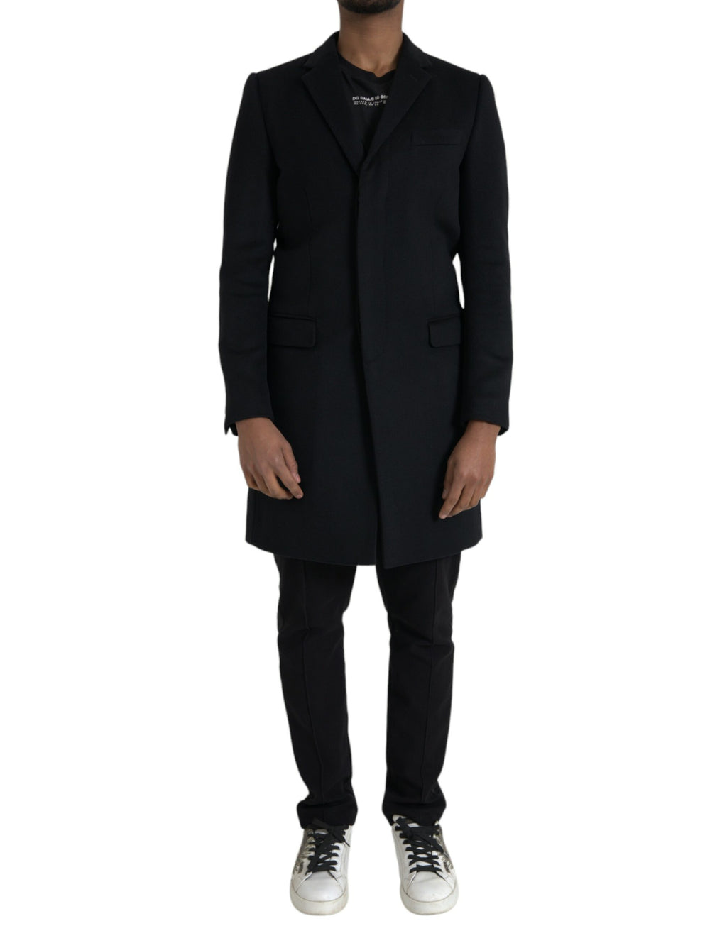 Schwarzer einreihiger Trenchcoat