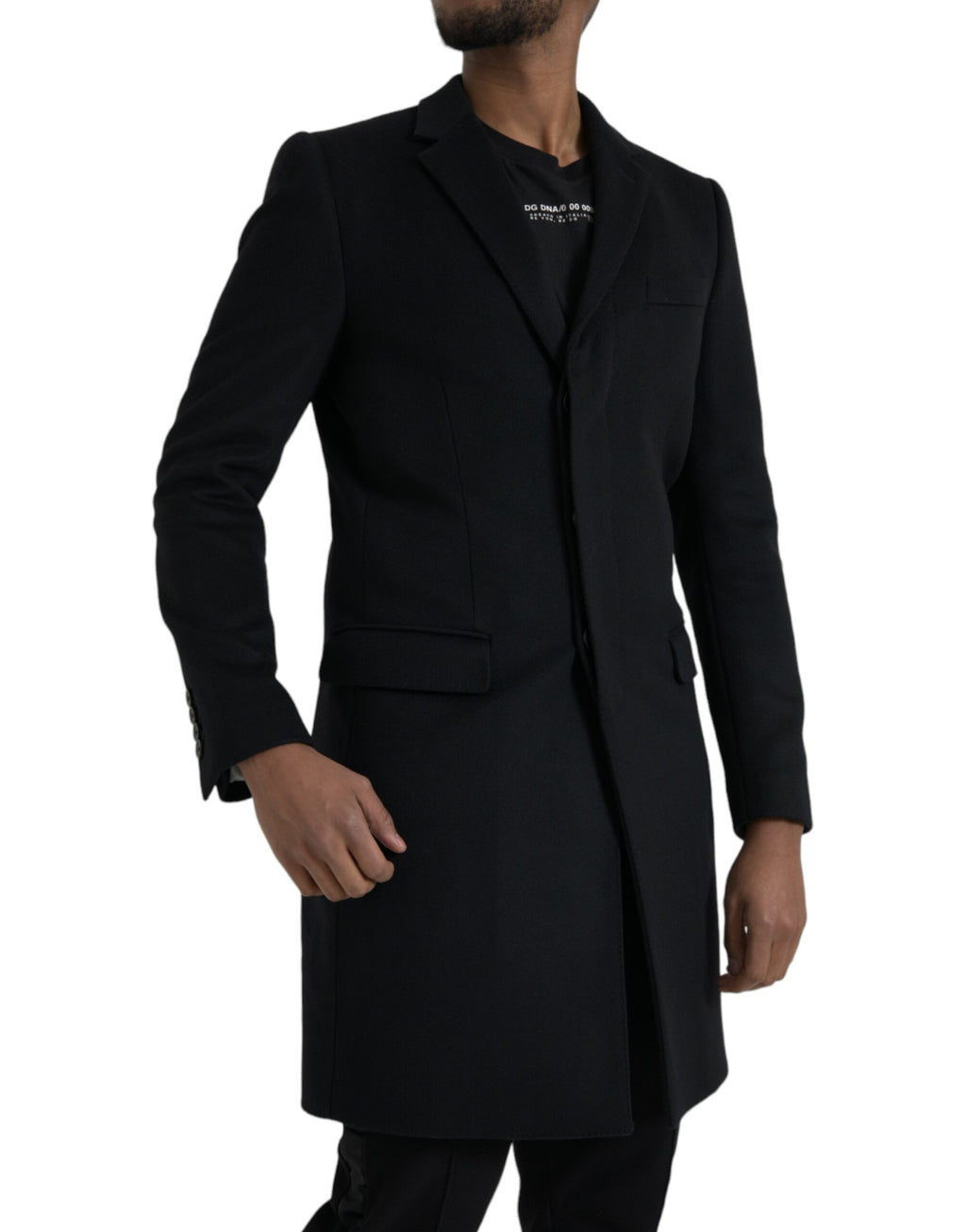 Schwarzer einreihiger Trenchcoat