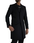 Schwarzer einreihiger Trenchcoat