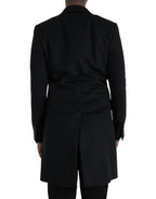 Schwarzer einreihiger Trenchcoat