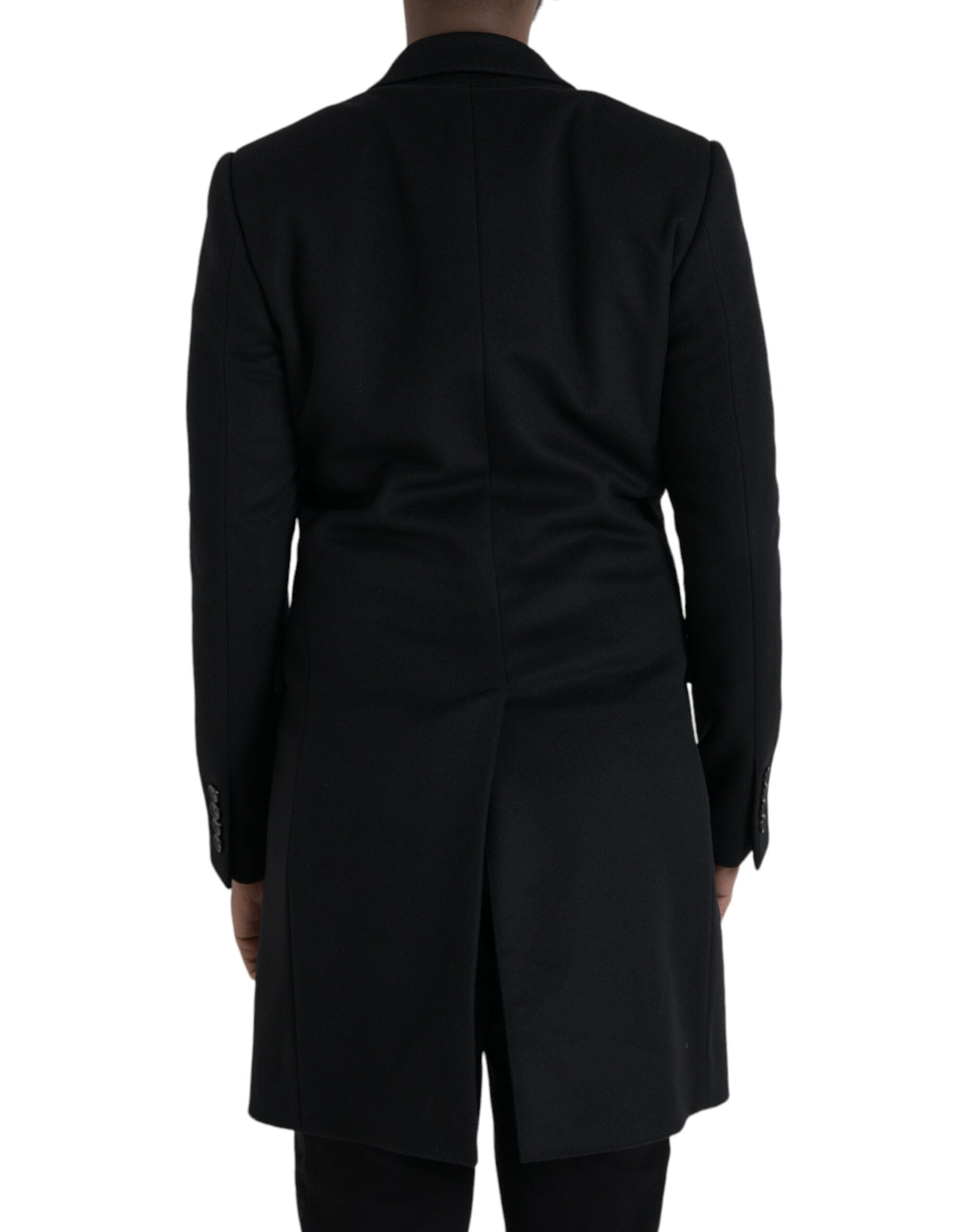 Schwarzer einreihiger Trenchcoat